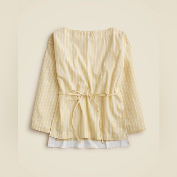 J.Crew Ciel top in striped cotton poplin Yellow Striped Women's Top size S NWT - Picture 1 of 11
